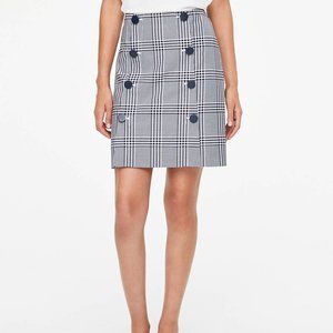 LOFT | Plaid Button Trim Skirt Navy Blue 10